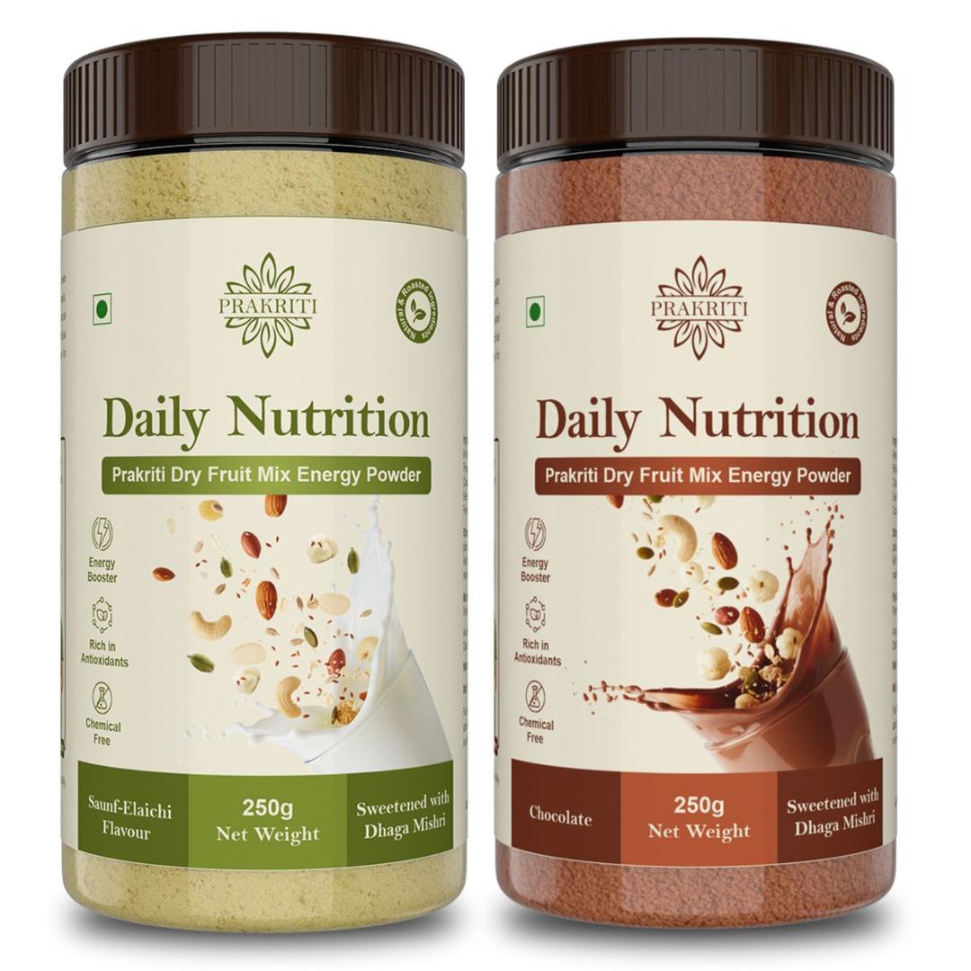 Combo Pack – Prakriti Daily Nutrition Energy Powder (Chocolate | Saunf–Elaichi)