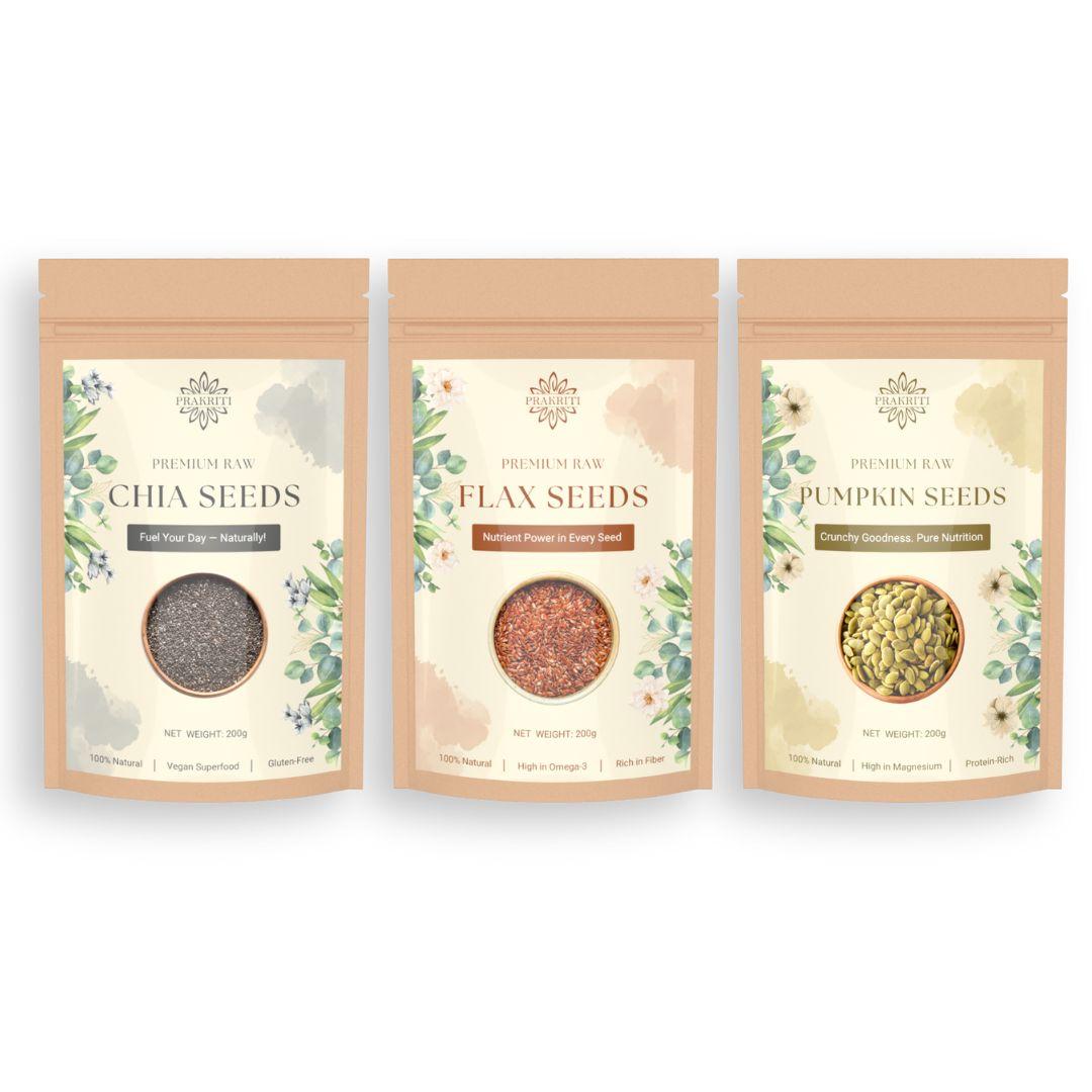 Everyday Energy Seed Trio – Chia, Pumpkin & Flax Seeds